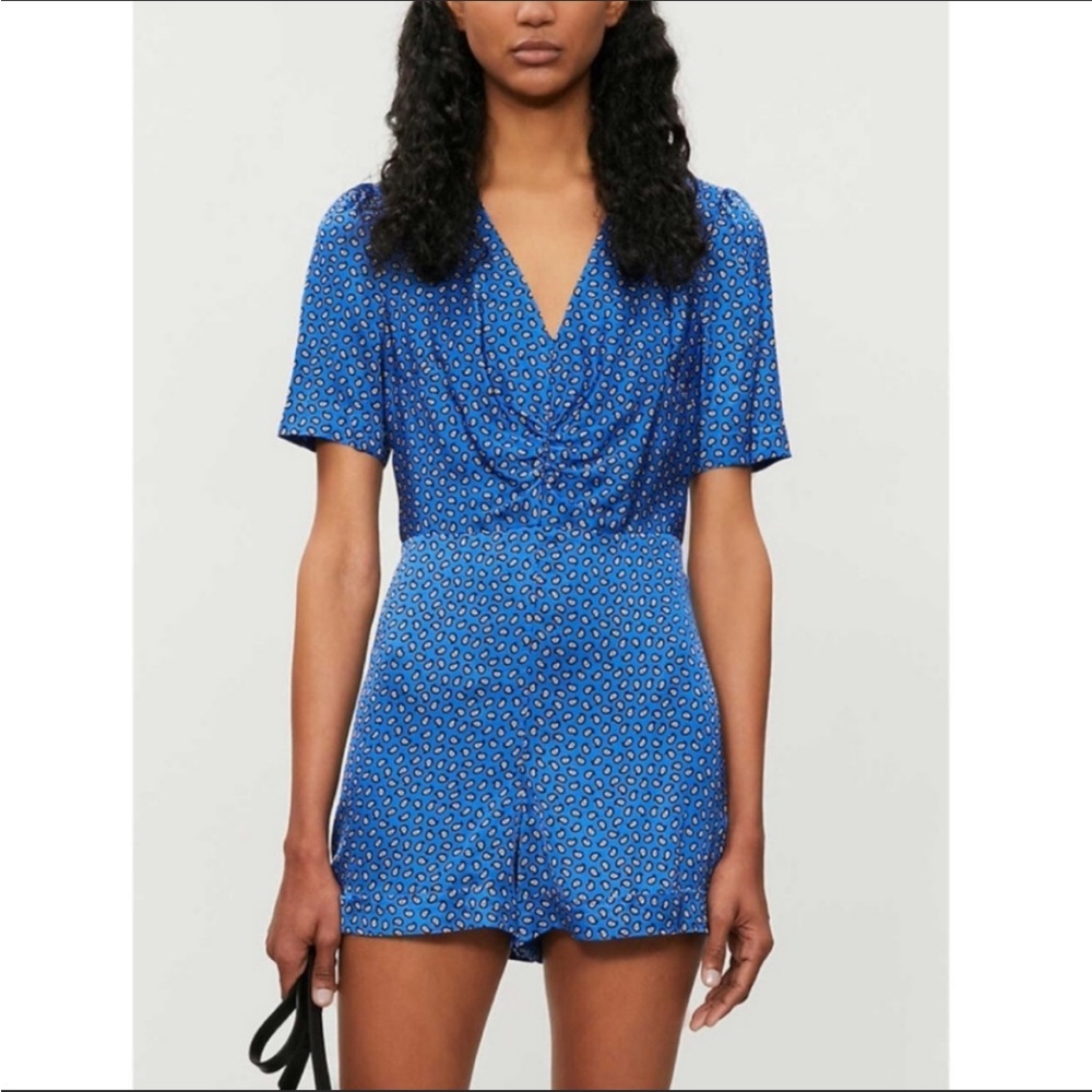 Maje Satin Blue Playsuit Jumpsuit NWT size 40